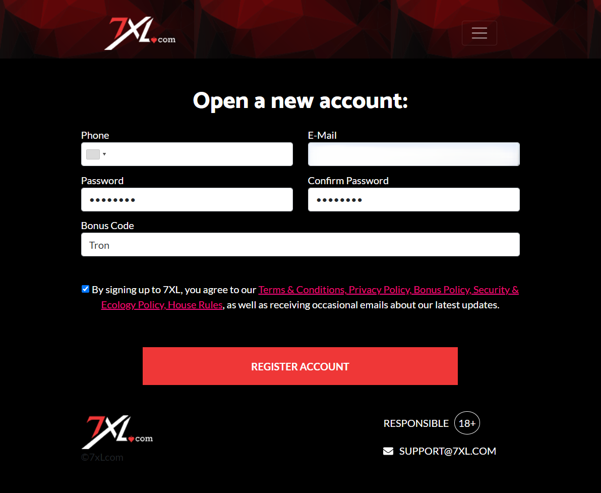 טופס 7XL הרשמה ופתיחת חשבון